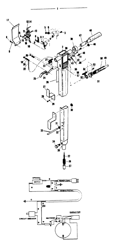 Hoover F7093 exploded schematic diagram (page 1)