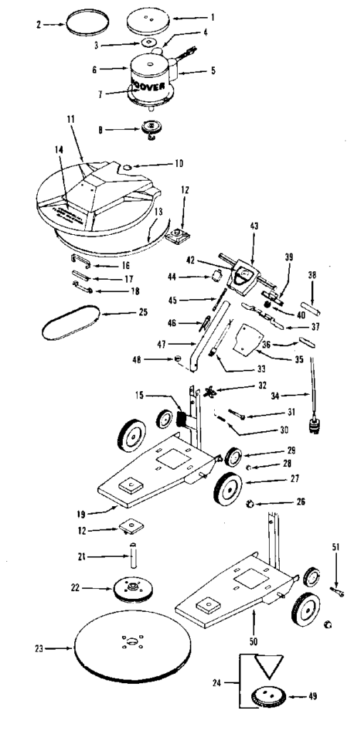 Hoover F7095 exploded schematic diagram (page 1)