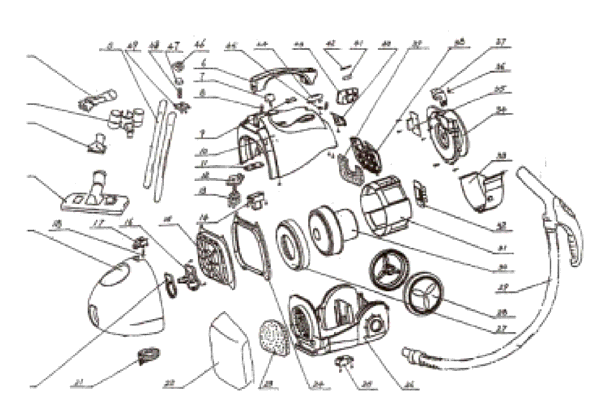 DustCare FJ-113 exploded schematic diagram (page 1)