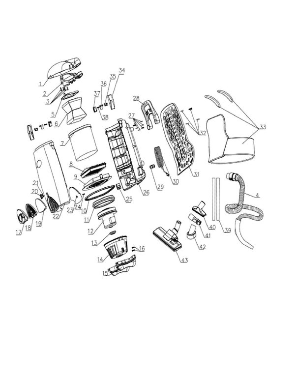 DustCare KPB-01 exploded schematic diagram (page 1)