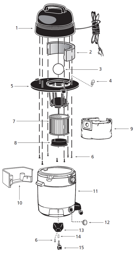 Shop-Vac QPL50A exploded schematic diagram (page 3)