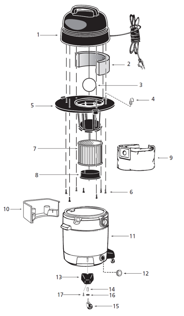 Shop-Vac QPL650 exploded schematic diagram (page 8)