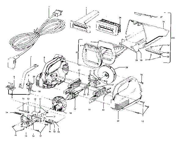 Hoover S1057 exploded schematic diagram (page 1)