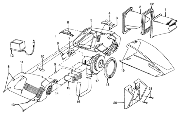 Hoover S1114 exploded schematic diagram (page 1)