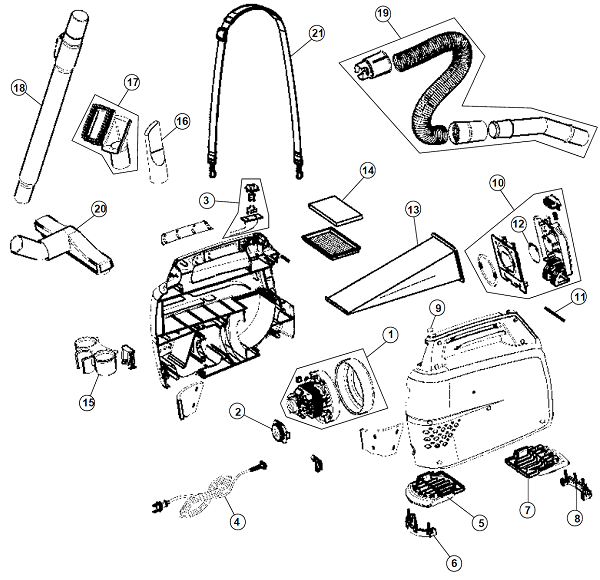 Hoover SH10010 exploded schematic diagram (page 1)