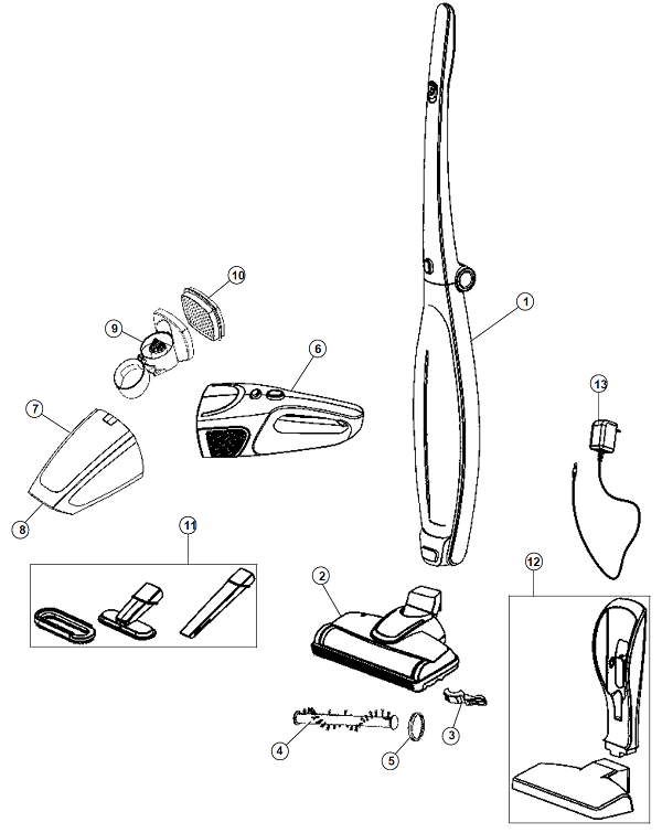 Hoover SH20090 exploded schematic diagram (page 1)