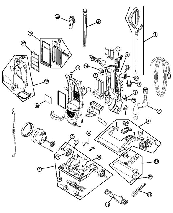 Oreck U2440900 exploded schematic diagram (page 1)