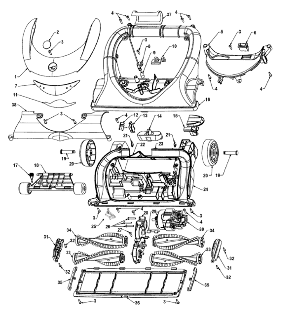 Hoover U8149 exploded schematic diagram (page 1)