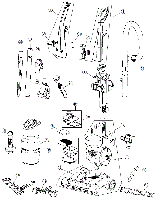 Dirt Devil UD40305 exploded schematic diagram (page 1)