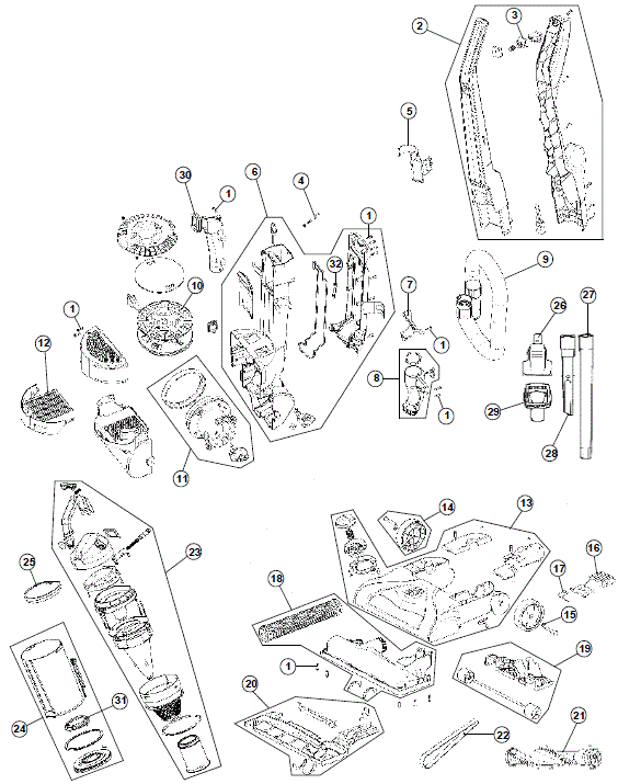 Hoover UH70110 exploded schematic diagram (page 1)