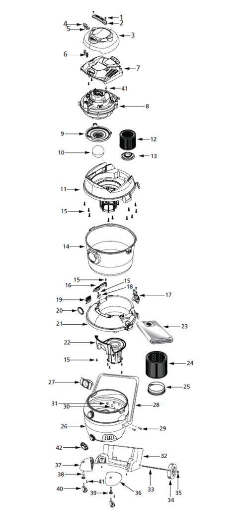 Shop-Vac VN92650C exploded schematic diagram (page 2)