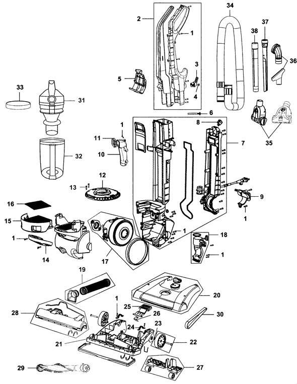 Schematic and parts list for Hoover Model UH70811 VacuumsRUs