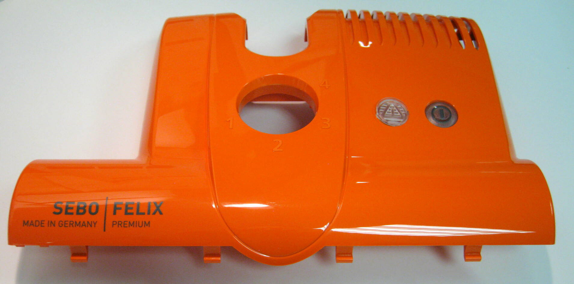 Power Head Cover, with FELIX print for Fun, on ET-1 (orange) Sebo vacuum cleaner repair part