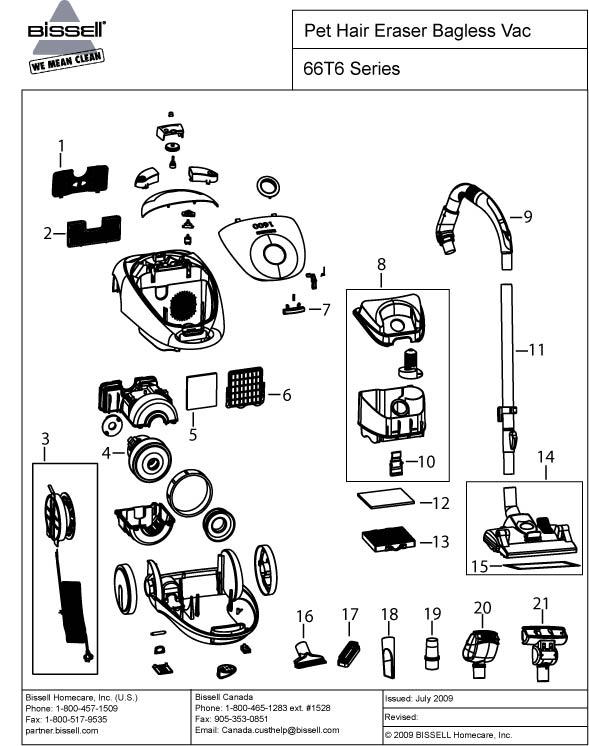 Bissell 66T6H exploded schematic diagram (page 1)