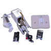 Quilting Attachment kit sewing machine part or accessory Quilting Attachment Kit for Janome front load, low shank machines.     Kit Includes :  003200310002 (Low Shank  Even Foot and Quilting Bar)  003200318000 (frac14" Seam Foot)  003941630000 (Low Shank  Darning Foot)  003735801008 (Plastic Darning Plate)  003823504004 (Low Shank)  003802508003 (Zigzag A Foot)  Instructional Sheet      Use with: JA104, JA106, L108, L109, L110, 222A, COMBI 10, 405, 415, 419S, 423S,													 609NH, 639, 1017