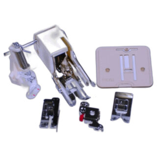 Quilting Attachment kit sewing machine part or accessory Quilting Attachment Kit for Janome front load, low shank machines. Kit Includes : 003200310002 (Low Shank Even Foot and Quilting Bar) 003200318000 (frac14" Seam Foot) 003941630000 (Low Shank Darning Foot) 003735801008 (Plastic Darning Plate) 003823504004 (Low Shank) 003802508003 (Zigzag A Foot) Instructional Sheet Use with: JA104, JA106, L108, L109, L110, 222A, COMBI 10, 405, 415, 419S, 423S, 609NH, 639, 1017