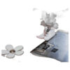 Ultra Glide FT Front Load BP-1 sewing machine part or accessory Ultraglide coating permits easy sewing of fabrics that might otherwise stick to metal foot -- Ultrasuede, vinyl, man-made leather.   Use with: 1522PG, HD-1000, JA104, JA106, L108, L109, L110, 222A, COMBI 10, L352, L353, 360, 380, 381, 405, 415, 419S, 423S, 530, 531, 609, 611, 618&681, 609NH,619&692, 620, 621, 623, 625(old), 625FA, 626, 630, 631, 632, 639(Jem),  640, 641, 642, 651, 656, 684, 710&795FA, 802, 803, 1017, 1117S, 2003P, 2