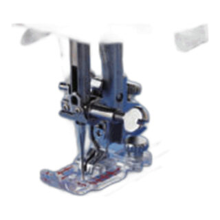 Clear View 1/4" Seam Foot 9mm Elna BP sewing machine part or accessory For the most control over your fabric while piecing,  most quilters prefer to use with the Straight Stitch Needle Plate.
The foot works specifically with that plate to achieve a perfect  1/4" seam.
*Use with Straight Stitch Needle Plate 861801002
Use with: High Shank 9mm models such as EL920, EL900, EL860, EL780/+, EL790Pro, EL710, EL770, ELEF72