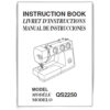 INSTRUCTION BOOK QS2250(E/S/F) sewing machine part or accessory For Janome Models: QS2250