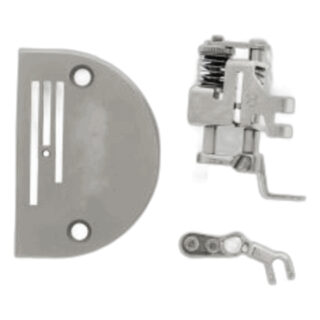 Conv free motion qltng ft set for 1600P series sewing machine part or accessory Made specifically for the 1600P Series of machines, this is an industrial shank version of the popular convertible free motion foot set. The set includes foot holder, open toe and closed toe feet and a darning plate for table top free-motion quilting. The feet are streamlined for improved visibility and the industrial construction reduces vibration and provides professional-level durability.Interchangeable with Con
