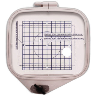 Embroidery Hoop A (110mm x 110mm) sewing machine part or accessory For Janome Models: MC10001, MC10000, MC9700, MC9500, MC350E, MC300E, EL820Related parts:850801503 - Replacement template (110mm x 110mm)
850801307 - Replacement screw
718844309 - Replacement spring
000218601 - Replacement hexagon nut