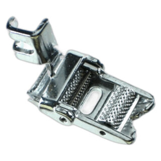 Roller Foot (low shank 5mm) sewing machine part or accessory Alternative to Ultraglide Foot. For more control, less friction when sewing on imitation leather, vinyl, elastic, velvet. Additional part number:003940330000, 003200142001 (BP) Use with: HD-1000, JA104, JA106, L108, L109, L110, 222A, COMBI 10, L352, L353, 360, 380, 381, 405, 415, 419S, 423S, 530, 531, 609, 611, 618&681, 609NH,619&692, 620, 621, 623, 625(old), 625FA, 626, 630, 631, 632, 639(Jem), 640, 641, 642, 651, 656, 684