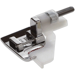 Edge Guide Foot sewing machine part or accessory The guide of this foot aligns edges or seams of fabric so that neatly parallel edge stitching and topstitching can be achieved with ease. Adjust the guide by turning the screw to match the edge or seam precisely.
Use with: Category F, G, H machines. High or Low Shanking machines that are 7mm or 5mm.
MC6600P, Skyline 3, 4120QDC, 3160QDC, 3160QOV, DC2019, MC6500P, Sewist models, Travel Mate 30, Travel Mate 16, 712 Treadle