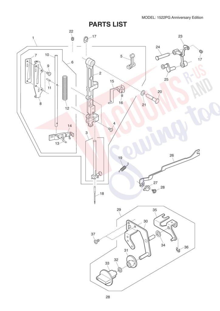 Janome 1522pg exploded schematic diagram (page 4)