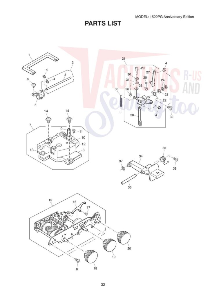 Janome 1522pg exploded schematic diagram (page 6)