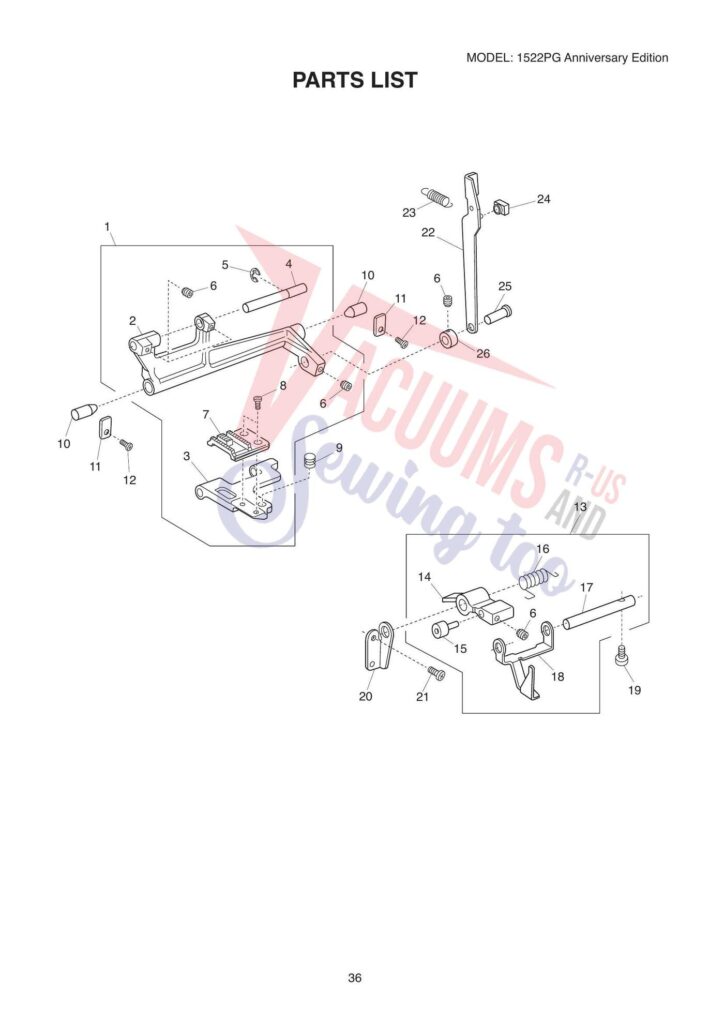 Janome 1522pg exploded schematic diagram (page 8)
