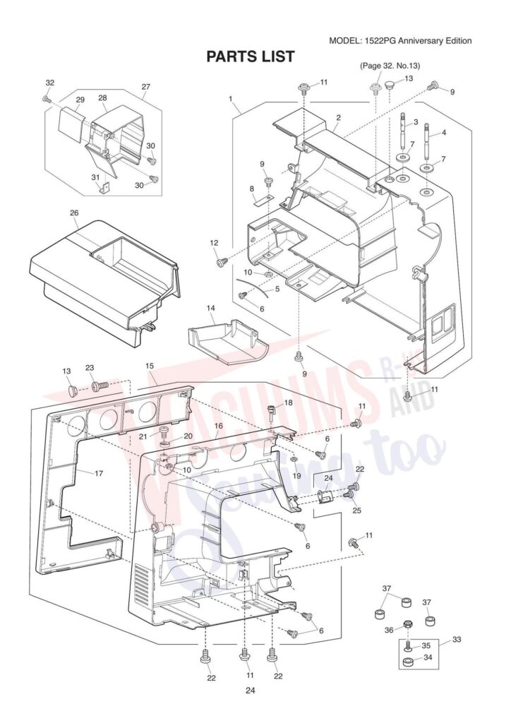 Janome 1522pg exploded schematic diagram (page 2)