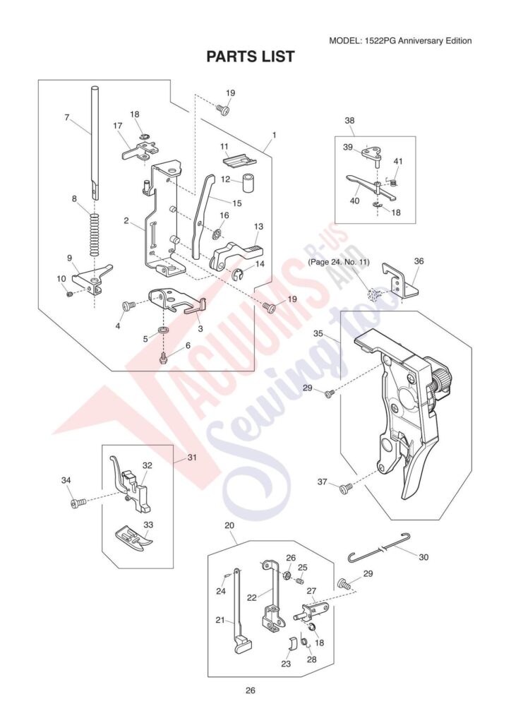 Janome 1522pg exploded schematic diagram (page 3)