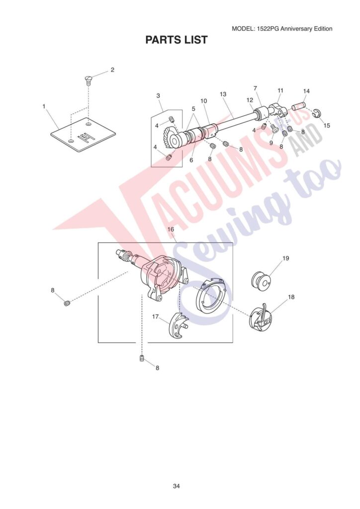 Janome 1522pg exploded schematic diagram (page 7)