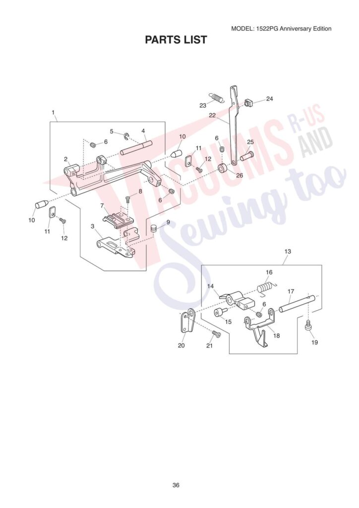 Janome 1522pg exploded schematic diagram (page 8)