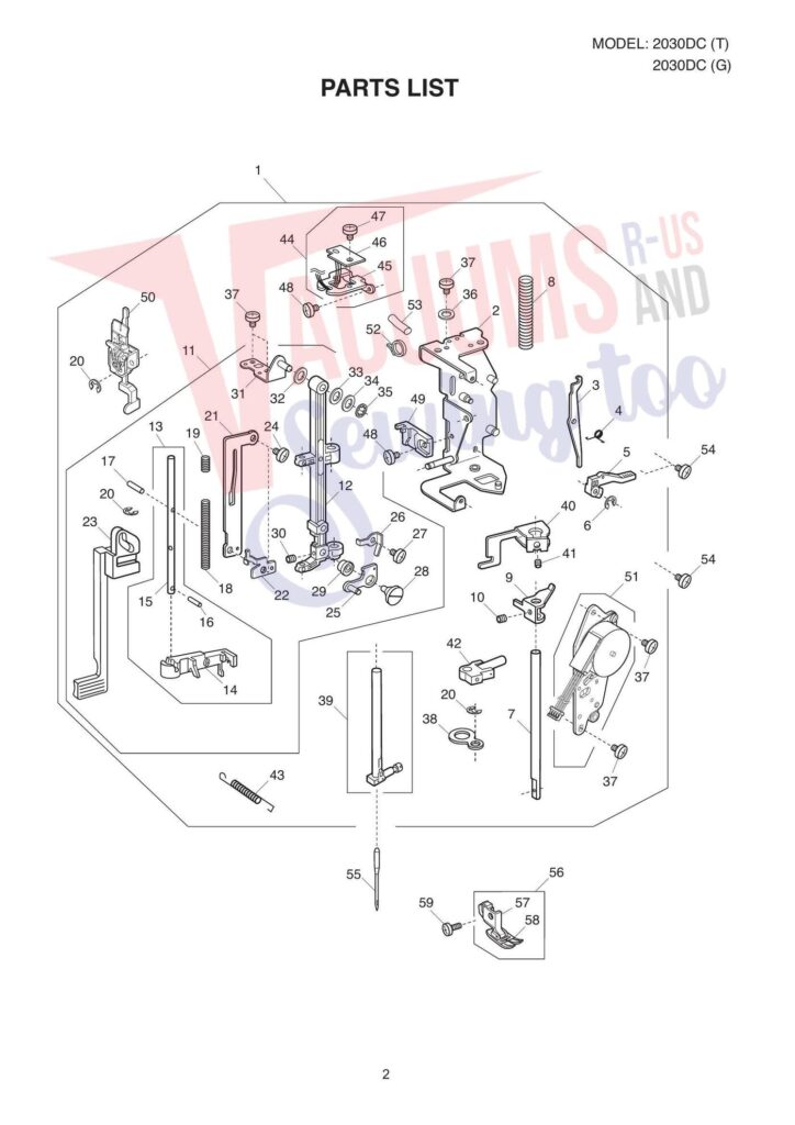 Janome 2030qdc exploded schematic diagram (page 2)