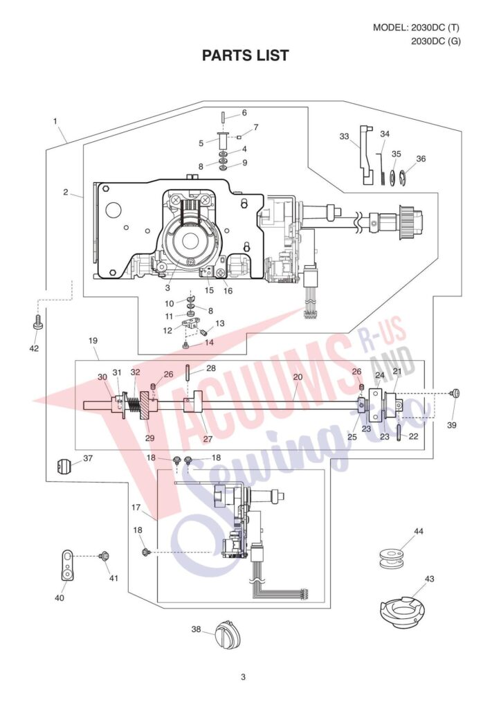 Janome 2030qdc exploded schematic diagram (page 3)