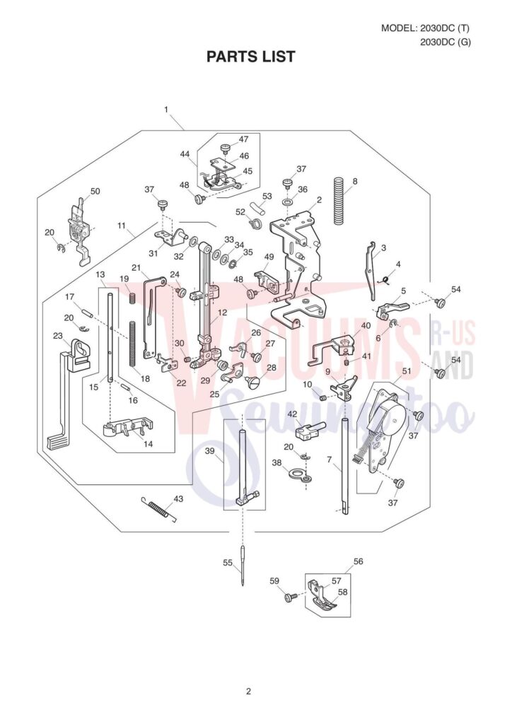 Janome 2030qdc exploded schematic diagram (page 2)