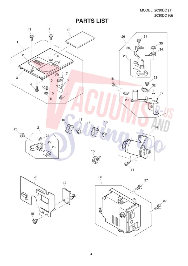 Janome 2030qdc exploded schematic diagram (page 4)