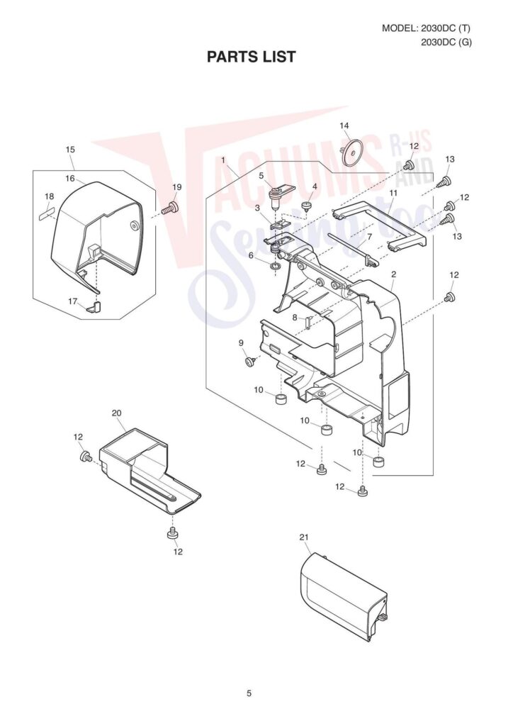Janome 2030qdc exploded schematic diagram (page 5)