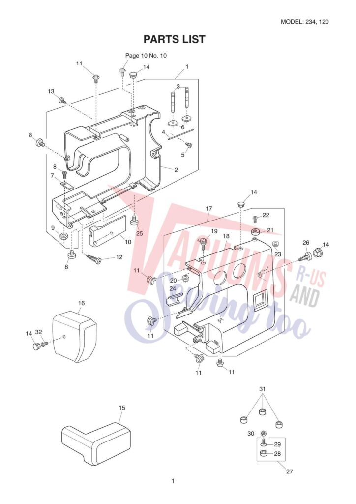 Janome 234 exploded schematic diagram (page 2)