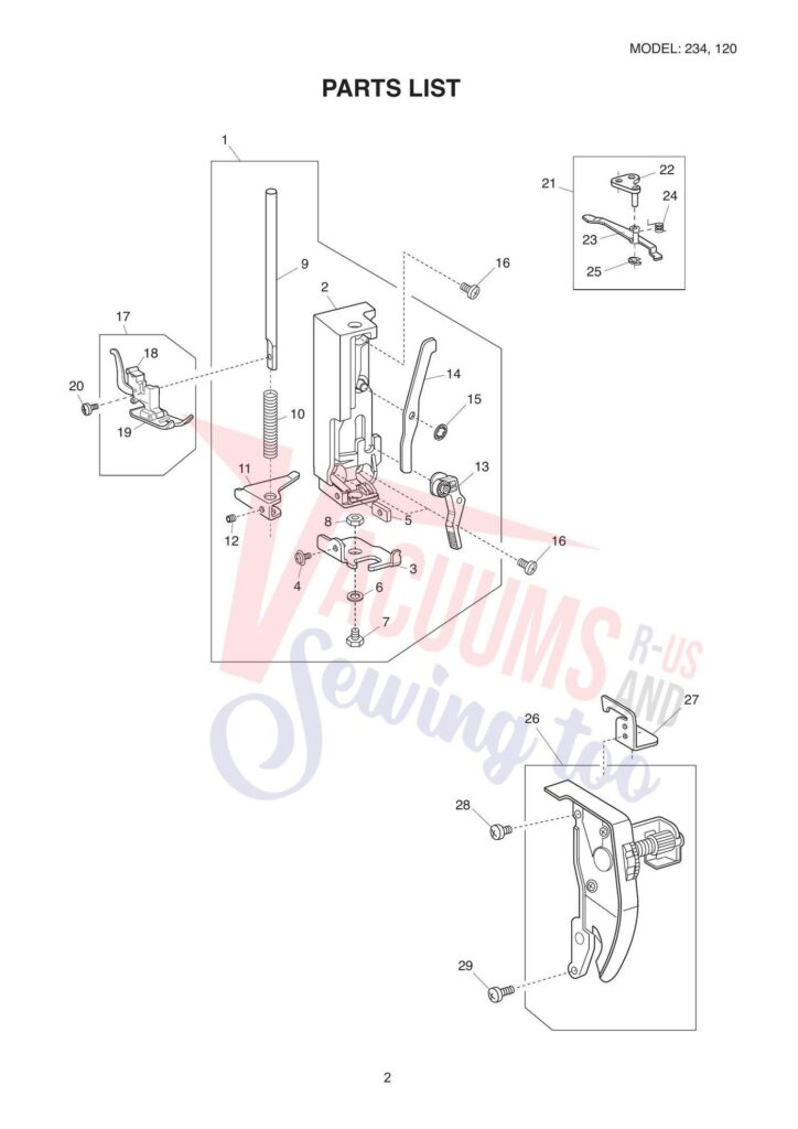 Janome 234 exploded schematic diagram (page 3)