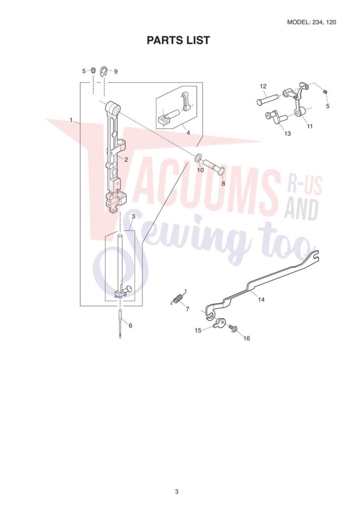Janome 234 exploded schematic diagram (page 4)