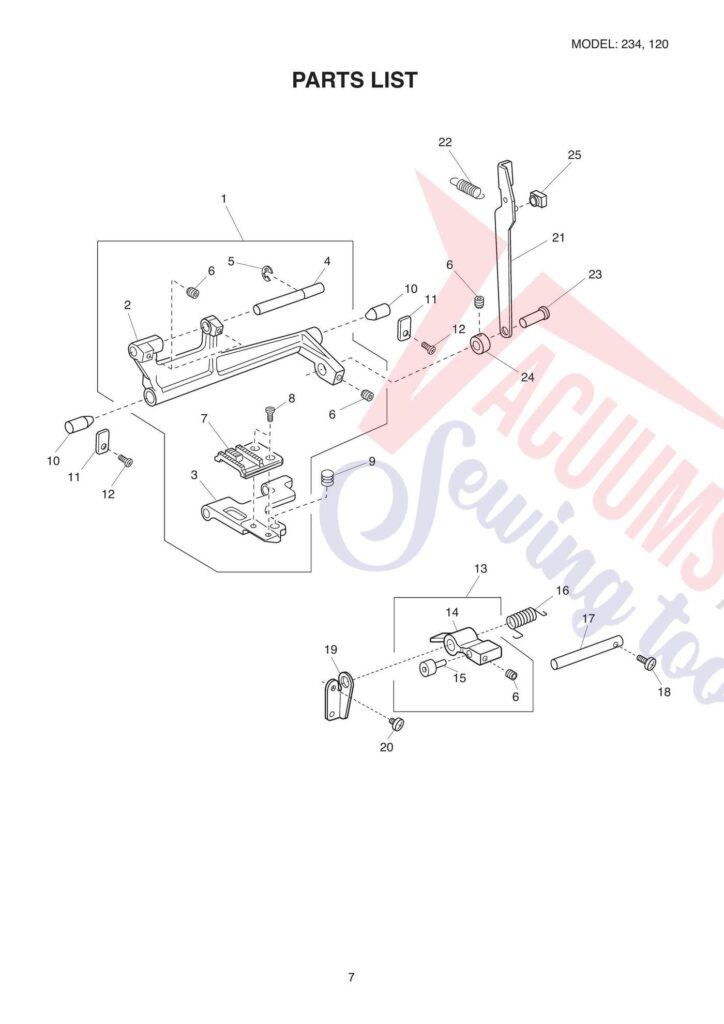 Janome 234 exploded schematic diagram (page 8)