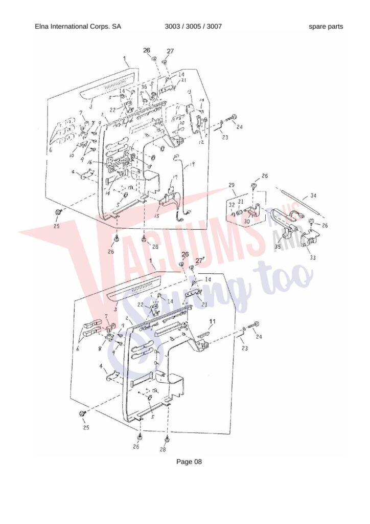 Elna Lady 3003 exploded schematic diagram (page 5)