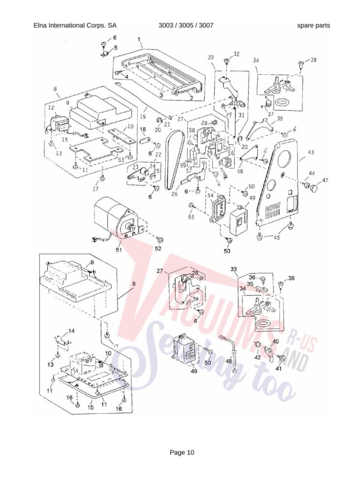 Elna Lady 3003 exploded schematic diagram (page 7)