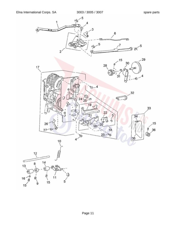 Elna Lady 3003 exploded schematic diagram (page 8)