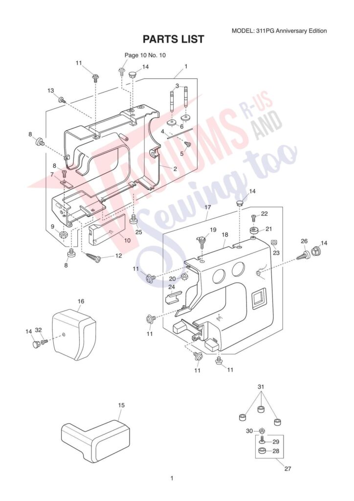 Janome 311pg exploded schematic diagram (page 2)