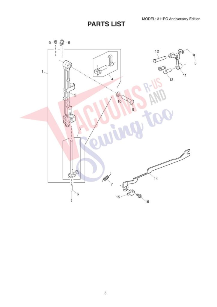 Janome 311pg exploded schematic diagram (page 4)