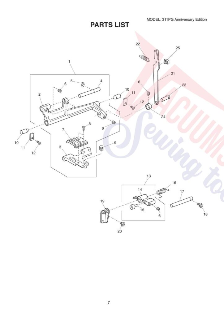 Janome 311pg exploded schematic diagram (page 8)