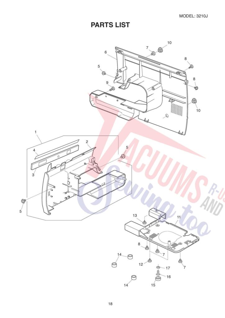 Elna 3210j 3210 exploded schematic diagram (page 3)